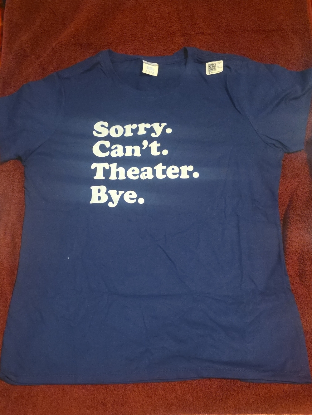 Kids Blue Graphic Tee - 'Sorry. Can't. Theater. Bye.'